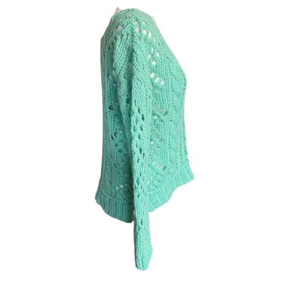 Free People Green Fluff Pullover Sweater Small Oversized Knit Boho Festival - Picture 4 of 9